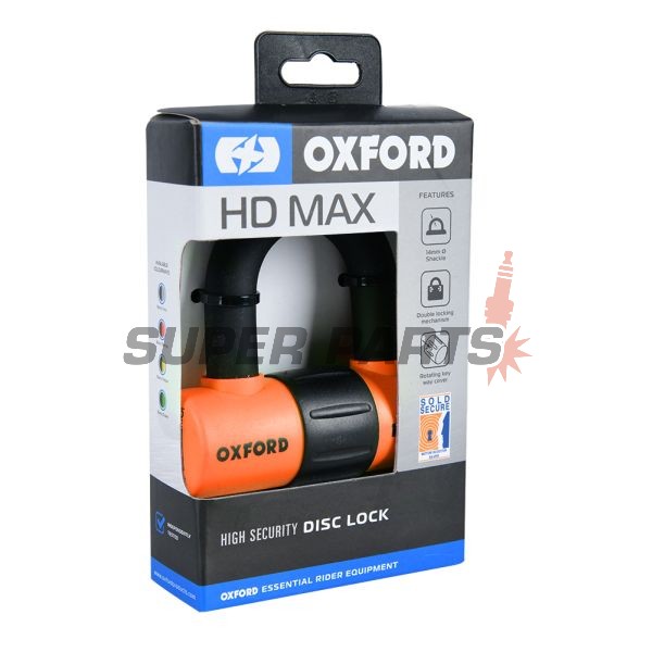 Заключващо устройство за мото диск -OXFORD- HD MAX 14mm, оранжев