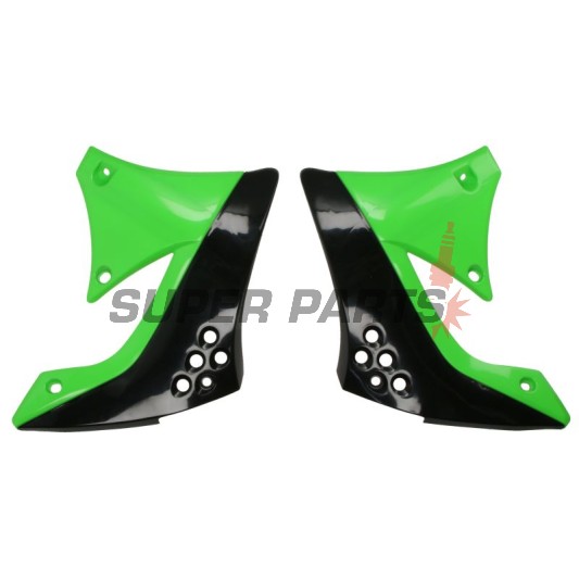 Предни странични пластмаси -POLISPORT- черно/зелено, KAWASAKI KX 450 2009-2011