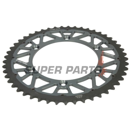 Заден пиньон -JT- JTX460,49GR, 49 зъба, сив, хибриден, Kawasaki KDX 200 1984-1985, 1987-1988, 1990-2006, KDX 220 1998-2005, KDX 250 1991-1994, KX 125 1992-1994, 1999-2000, 2002-2003, 2006, KX 250 1987-1988, 1992, 1995-1996, 1999, 2002, 2004-2017