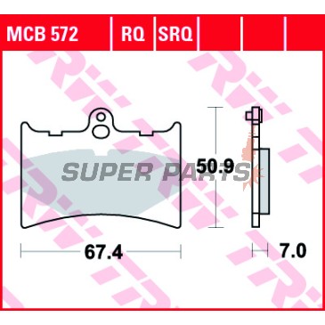 Накладки -TRW- MCB572, Honda CBR125R, XL125V Varadero, XLR125 (1993-2013)