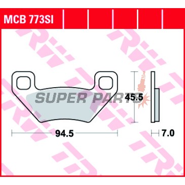 Накладки -TRW- MCB773SI, Arctic Cat 250/300/400/500/700 ATV 2x4/4x4/TRV/TBX (2005-2008), Kymco Maxxer 450i (2011-2015)