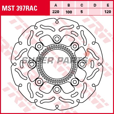 Спирачен диск -TRW- MST397RAC, 220mm, Kawasaki ER-6F / ER-6N + Versys 650 ABS (2006-2011)
