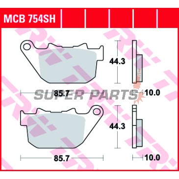 Накладки -TRW- MCB754SH, Harley-Davidson XL Sportster 883 / 883C Custom / 883R / 883N Iron / 1200C Custom / 1200R Roadster / 1200L Low / 1200N Nightster / 1200X Forty Eight / 1200V Seventy Two (2004-2013), XR 1200X Sportster (2010)
