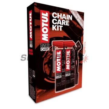 Комплект за почистване и смазване на верига -MOTUL- четка, обезмаслител и спрей за смазване