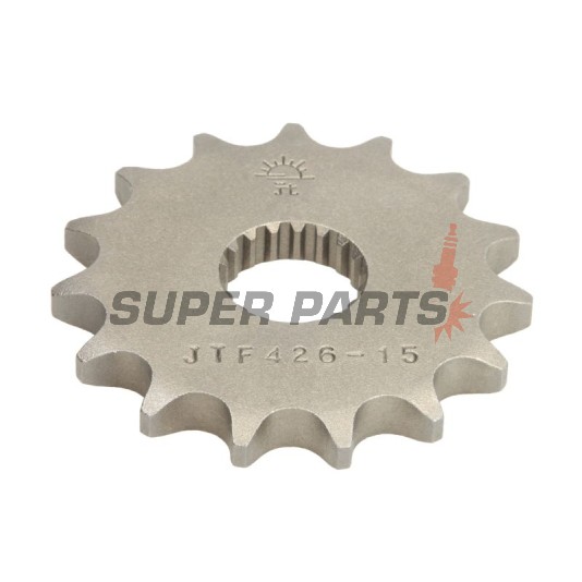 Преден пиньон -JT- JTF426,15, 15 зъба, Kreideler 125 125 2007-2010, Suzuki DR 100 1983-1990, DR 125 1982-1990, GN 125 1982-1983, 1991-2001, GS 125 1983-2000, RM 100 1976-1977, SP 100 1983