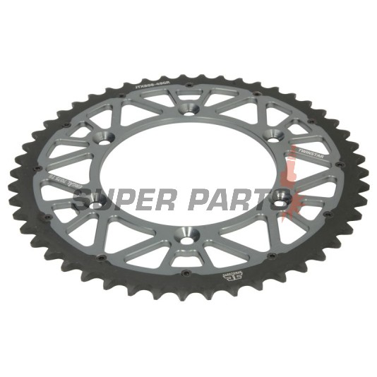 Заден пиньон -JT- JTX808,49GR, 49 зъба, сив, хибриден, Kawasaki KLX 400 2003, Suzuki DR 350 1990-1999, DR-Z 250 2001-2007, DR-Z 400 2000-2017, RM 100 1979-1982, RM 125 1983-2012, RM 250 1987-2012, RM-X 250 1989-2001, RM-X 450 2010-2019