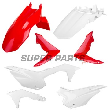 Пластмаси комплект -POLISPORT- червено/бяло, HONDA CRF 110 2013-2018