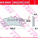 Накладки -TRW- MCB858CRQ, Aprilia RSV4 1000, BMW S1000RR HP4, Ducati Panigale 1199/1299, Kawasaki H2 & ZX-10R, KTM RC8 1190 & Super Duke 1290, MV Agusta F4/F3, Suzuki Hayabusa & GSX-R 1000, Triumph Daytona 675 & Speed Triple 1050