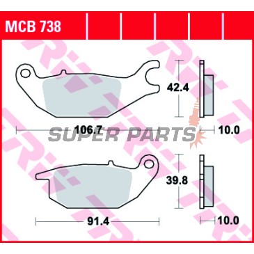Накладки -TRW- MCB738, Honda CBR125R, XL125V Varadero, XLR125 (1993-2013)