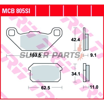 Накладки -TRW- MCB805SI, Adly ATV 300/320/500 Sport/S/U, PGO Bugrider 200/250 (2005-2008)