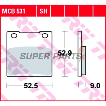 Накладки -TRW- MCB531SH, Kawasaki Z, ZR, ZRX, ZX, ZX-12R, ZX-7R, ZXR, ZZR 1979-2006; Suzuki GS, GSF, GSX, GSX-R, RF, RG, RGV, SV, TL, VX 1983-2011