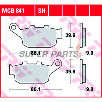 Накладки -TRW- MCB841SH, Kawasaki Versys 650, Z750R/Z800/Z800E; Suzuki GW250, SFV650 Gladius, SV650 ABS (2009-2020)