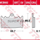 Накладки -TRW- MCB602CRQ, Kawasaki GPZ, KLZ, VN, ZR, ZX, ZX-6R, ZX-9R, ZXR, ZZR 1989-2019; Suzuki GSF, GSR, GSX, GSX-R, RGV, SV 1988-2017