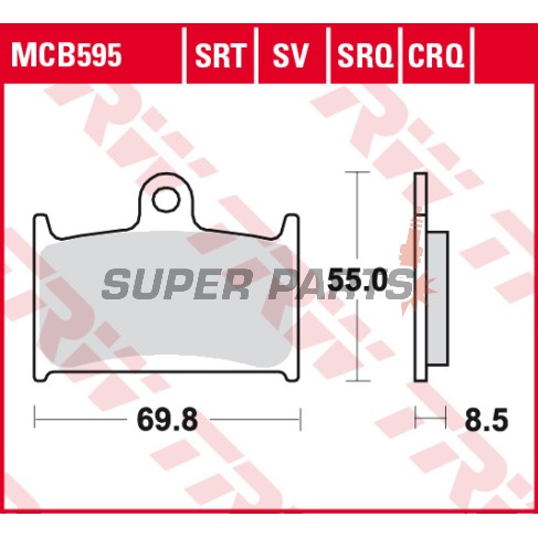Накладки -TRW- MCB595, Suzuki GSX-R 400/750/1100 (1988-1995), Triumph Daytona, Rocket III, Speed Triple, Sprint, Thunderbird, Tiger, Trophy (1991-2016), Yamaha TZ250 (1990-2001)