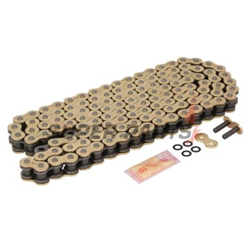 Верига -DID- 525VX3G&B-128, размер 525, 128 звена, усилена, злато/черна