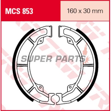 Накладки (челюст) -TRW- MCS853, 160x30mm, Kawasaki EL Eliminator, ER/EX Ninja 500, GPZ, KLF Bayou, W650/W800, Z/ZL/ZR series (1978-2017)