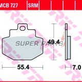 Накладки -TRW- MCB727, Benelli Adiva 125/150 (1999-2005), Gilera Runner 125/180/200 (2001-2013), Vespa/Piaggio DNA, GT, GTS, GTV, GTX, Hexagon, Granturismo 125/150/200/300 (2000-2016)