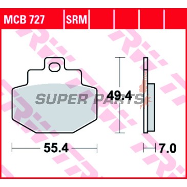 Накладки -TRW- MCB727, Benelli Adiva 125/150 (1999-2005), Gilera Runner 125/180/200 (2001-2013), Vespa/Piaggio DNA, GT, GTS, GTV, GTX, Hexagon, Granturismo 125/150/200/300 (2000-2016)