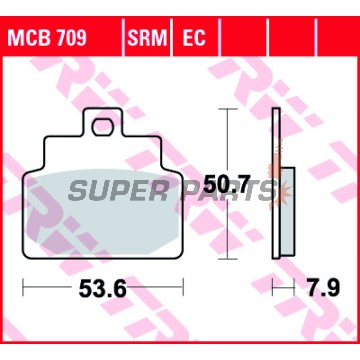 Накладки -TRW- MCB709, Aprilia Compay/Habana/Mojito 125 2000-2010; Aprilia Leonardo/SR 125-150 1999-2005; Aprilia Scarabeo 50-100 2000-2009