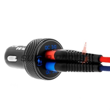 USB адаптер за запалка -4 RIDE- LAD000316, 12V, 2xUSB 3.0 + волтметър - универсален