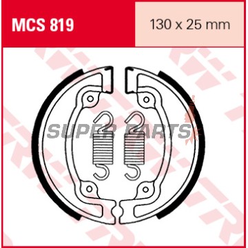 Накладки (челюст) -TRW- MCS819, 130x25mm, Bombardier DS 50/902T/904T (2002), Honda CG 125 (1998-1999), CH 125/250 Spacy & Elite (1985-1999), CN 250 Helix/Elite (1985-2000), CR 125R/250R (1979-1982), NX 125 (1988-2000), TRX 70 (1986-1987), XL 250R (1