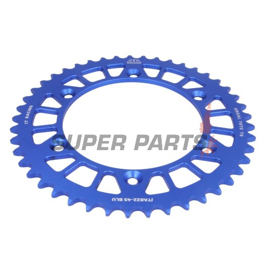 Заден пиньон -JT- JTA822,45BLU, 45 зъба, син, алуминиев, Betamotor RR 250/400/450 2005-2012, RR 520 2010-2014, RR 525 2005-2009, RR Enduro 250/450/525 2005-2008, RR Enduro 350 2011-2012, RR Enduro 400 2010-2012, Cagiva WMX 125/250 1989-1992