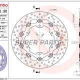 Спирачен диск -BREMBO- 78B40830, Yamaha BT Bulldog 1100, FJR1300, FZS1000 Fazer, TDM900 / ABS, XJ600N, XJR1300 / SP, XV535 Virago & XV1700 Road Star Warrior, XVS1100 Drag Star / Classic, YZF600R Thunder Cat, YZF1000R Thunder Ace, YZF-R1 1000, YZF-R6 6