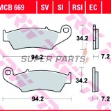 Накладки -TRW- MCB669RSI, Aprilia MXV/RXV, Beta RR, Gas Gas EC/FSE/FSR/MC, Honda CR/CRF/XR/XL, Kawasaki KDX/KLX/KX, Suzuki DR-Z/RM/RM-Z, Yamaha WR/YZ/XT (1993-2020)