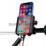 Стойка за телефон -4 RIDE- с безжично зарядно + USB C, анти-вибрационна - универсална