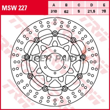 Спирачен диск -TRW- MSW227, 310mm, Honda CBR 900RR Fireblade (1998-1999)