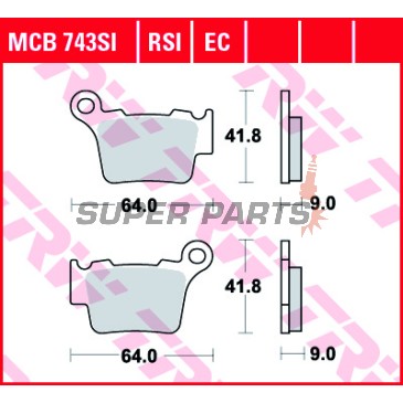 Накладки -TRW- MCB743EC, BMW G450X, Husaberg FE/TE, Husqvarna CR/FC/FE/FS/SM/SMR/TC/TE/WR, KTM EXC/EXC-F/SX/SX-F/XC/XC-F/XC-W 125-560 (1998-2020)