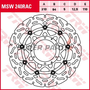 Спирачен диск -TRW- MSW240RAC, 310mm, Honda CB1000R/RA ABS, CB1300/S/SA ABS, CBR600RR ABS, CBR1000RR Fireblade (2003-2016)