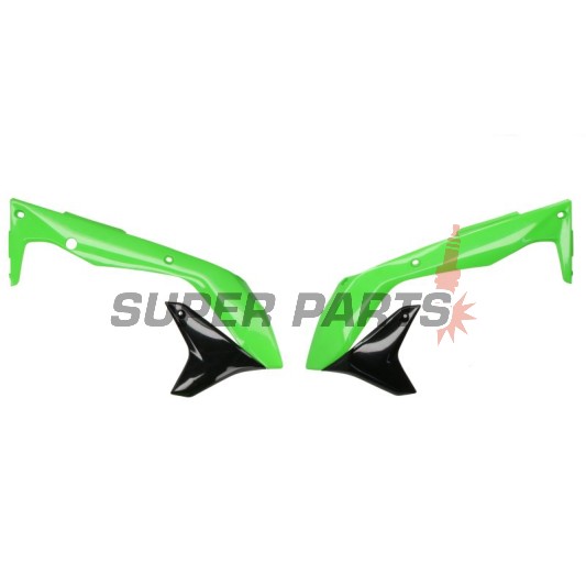 Предни странични пластмаси -POLISPORT- черно/зелено, KAWASAKI KX 450 2016-2018
