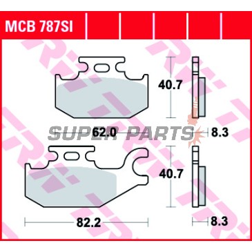 Накладки -TRW- MCB787SI, Suzuki LT-A KingQuad 400/450/500/700/750 X, XP, XZ, XPC (2005-2017), LT-F KingQuad 400F/400FS 4x2 & 4x4 (2008-2016)
