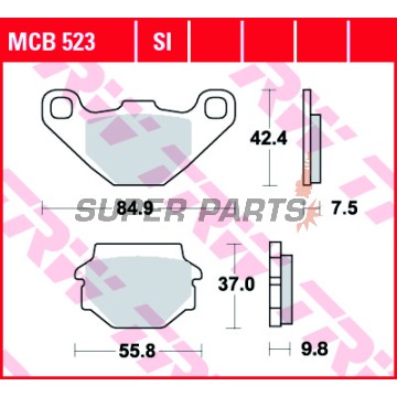 Накладки -TRW- MCB523, Aprilia RX 125, Tuareg 350/600, Husaberg FE600, MC350, Husqvarna TE350/510, WR240/250, CR125/250, Kawasaki GPZ305/500, KLR250/600/650, KLE250/500, KMX125/200, ZX-7R 750, KTM Duke 400, MX125/250/500/600, Suzuki GN125, TU125
