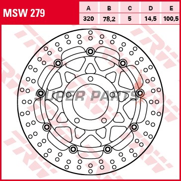 Спирачен диск -TRW- MSW279, 320mm, Triumph Sprint 1050ST (2006)