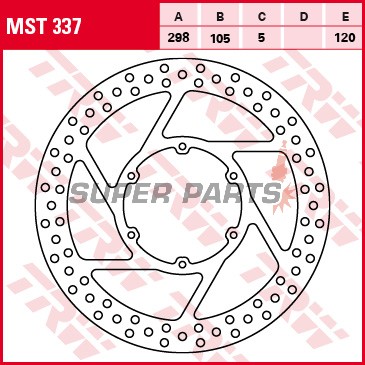 Спирачен диск -TRW- MST337, 298mm, Aprilia Pegaso 125/600/650 Strada/Trail/Garda + BMW F650/F650GS/F800GS + G650 Xcountry/Xchallenge (1989-2013)