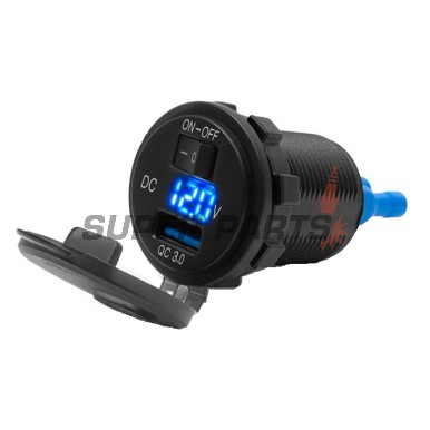 Адаптер, запалка за цигари -4 RIDE- 12V, USB 3.0 + волтметър, 2 пина - универсален