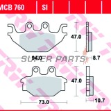 Накладки -TRW- MCB760, Adly 300-500cc ATV, Arctic Cat DVX 250, CPI XS 250, Kawasaki KVF Brute Force 300, Kymco KXR/MXU/Maxxer 250-700cc, Yamaha MT 125 & YZF-R125 125cc (2004-2018)