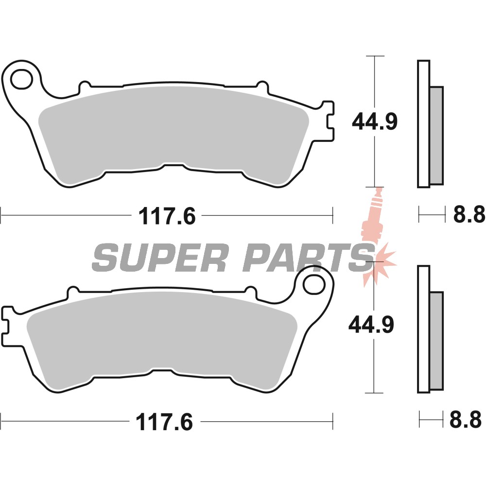 Накладки -BREMBO- 07HO57LA, Harley Davidson XL 883/1200 (Iron, Forty Eight) 2014-2015; Honda CB/CBF/CBR/CTX/NC/NSA/NT/VFR/VT/XL 250-1300 Hornet, Deauville, Translap, Varadero, Integra 2004-2015; Suzuki UH/VLR/VZR 125-1800 Burgman, Intruder 2007-2015