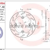 Спирачен диск -BREMBO- 68B40749, Honda CB / CBR / FMX / NX / VTR / XR 250-1000 (1982-2017), Triumph Daytona / Speed / Street / TT 600-955 (1997-2012)