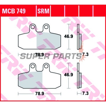 Накладки -TRW- MCB749SRM, синтеровани, Aprilia Atlantic 500 / 500 Sprint (2002-2005)