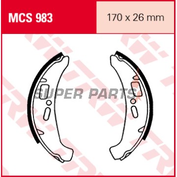 Накладки (челюст) -TRW- MCS983, 170x26mm, Piaggio / Vespa Cosa 125/150/200, Cosa 2, 200FL E-Start (1988-1996)