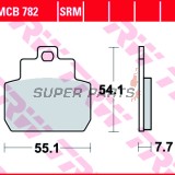 Накладки -TRW- MCB782, Piaggio/Vespa GTS 250/250ie/ABS (2005-2016), GTV 250/300 (2007-2014), MP3 125/125ie (2006-2008), X8 125/150/200/250/400 (2005-2008), X9 125/250 Evolution (2005-2008)