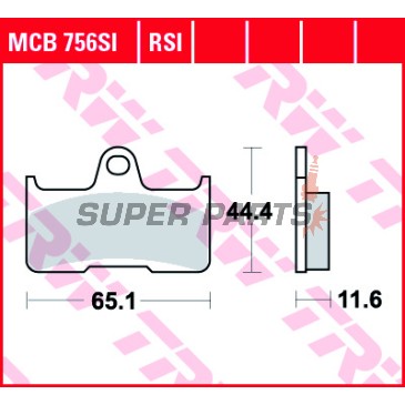 Накладки -TRW- MCB756SI, CFMoto Terralander 500 / 625 / 800 (2011-2013); Yamaha YFM 660 Grizzly / Grizzly Auto 4x4 / 660F / 660FWA / 660R Raptor (2002-2008)