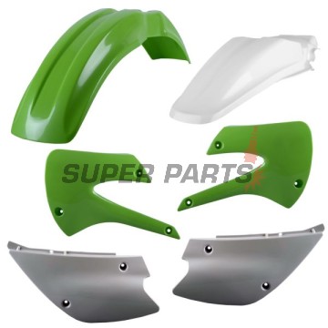 Пластмаси комплект -POLISPORT- червено/бяло, KAWASAKI KX 85 2001-2013