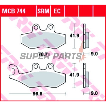 Накладки -TRW- MCB744EC, Aprilia SR, Sportcity; Derbi Boulevard; Vespa/Piaggio 946, Beverly, Carnaby, Fly, GT, GTS, GTV, Granturismo, Hexagon, Liberty, MP3, Primavera, Skipper, Sprint, Typhoon, X7, X8, X9, X10 (2000-2017)