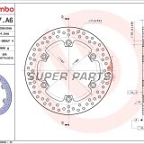Спирачен диск -BREMBO- 68B407A6, Honda CB 1100 1300 / CBR 1000F 1100XX Blackbird / FJS Silver Wing 400 600 / SH 300 (1993-2009)