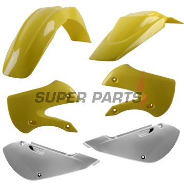 Пластмаси комплект -POLISPORT- жълто/бяло, SUZUKI RM 65 2003-2005