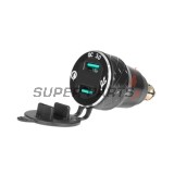 USB адаптер за запалка -4 RIDE- 12V, 2xUSB 3.0 + волтметър - универсален